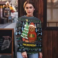 Micronesia Christmas Ugly Christmas Sweater with Santa Owl Christmas Tree Gifts and Snowflake - Wonder Print Shop