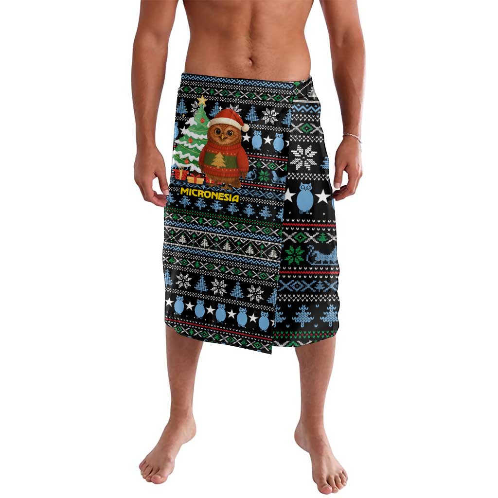 Micronesia Christmas Lavalava with Santa Owl Christmas Tree Gifts and Snowflake - Wonder Print Shop