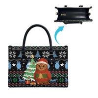 Micronesia Christmas Leather Bag with Santa Owl Christmas Tree Gifts and Snowflake - Wonder Print Shop