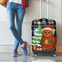 Micronesia Christmas Luggage Cover with Santa Owl Christmas Tree Gifts and Snowflake - Wonder Print Shop