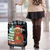 Micronesia Christmas Luggage Cover with Santa Owl Christmas Tree Gifts and Snowflake - Wonder Print Shop