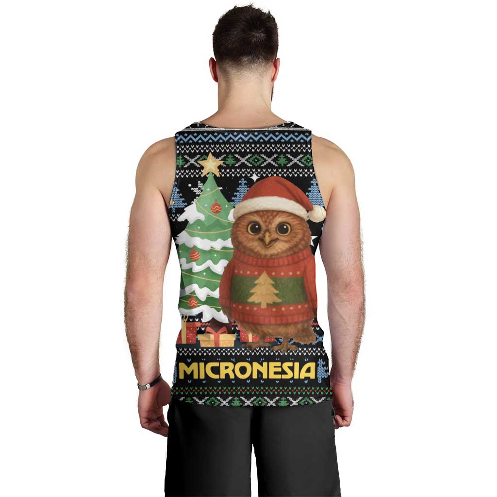 Micronesia Christmas Men Tank Top with Santa Owl Christmas Tree Gifts and Snowflake - Wonder Print Shop