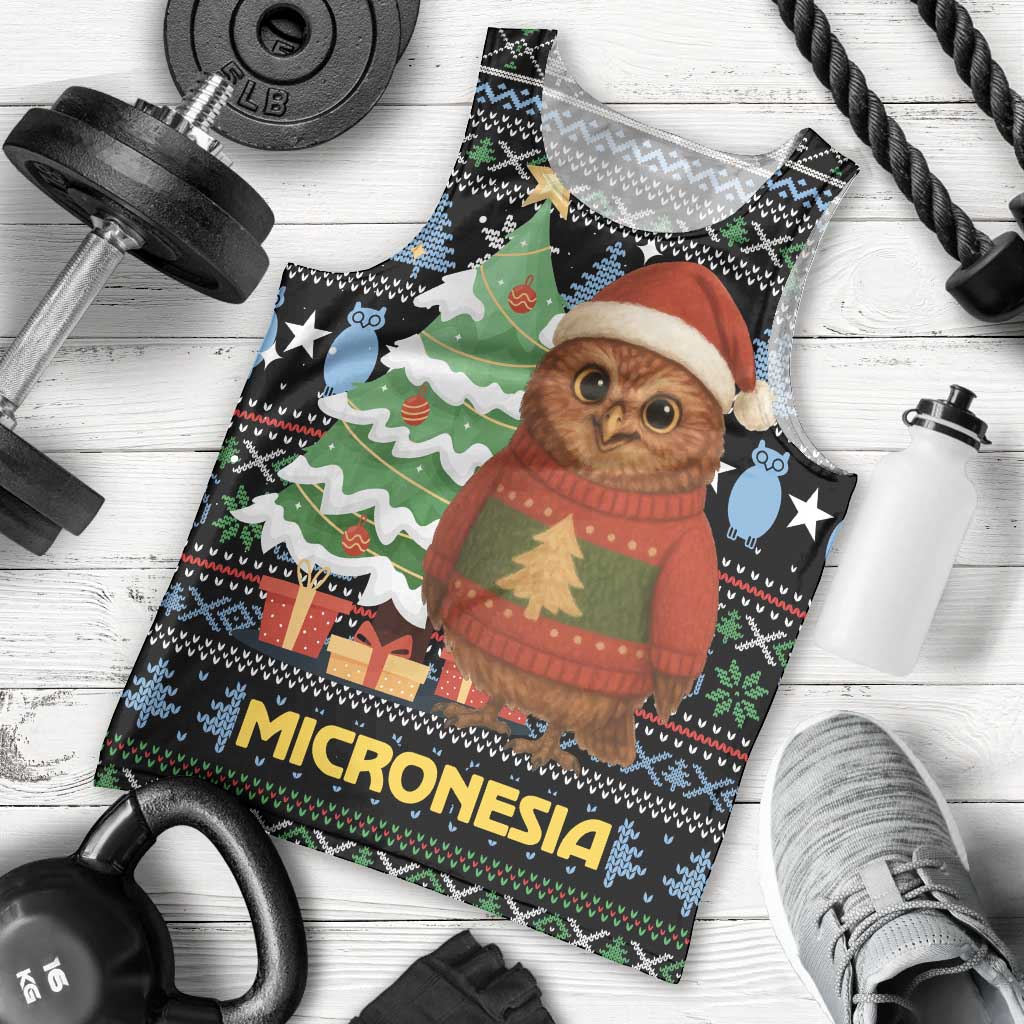 Micronesia Christmas Men Tank Top with Santa Owl Christmas Tree Gifts and Snowflake - Wonder Print Shop