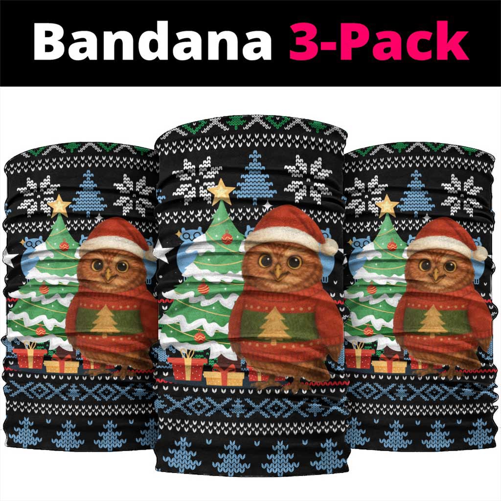 Micronesia Christmas Neck Gaiter with Santa Owl Christmas Tree Gifts and Snowflake - Wonder Print Shop
