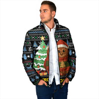 Micronesia Christmas Padded Jacket with Santa Owl Christmas Tree Gifts and Snowflake - Wonder Print Shop