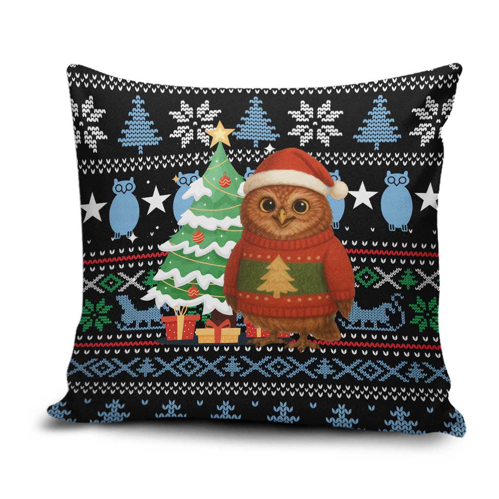 Micronesia Christmas Pillow Cover with Santa Owl Christmas Tree Gifts and Snowflake - Wonder Print Shop