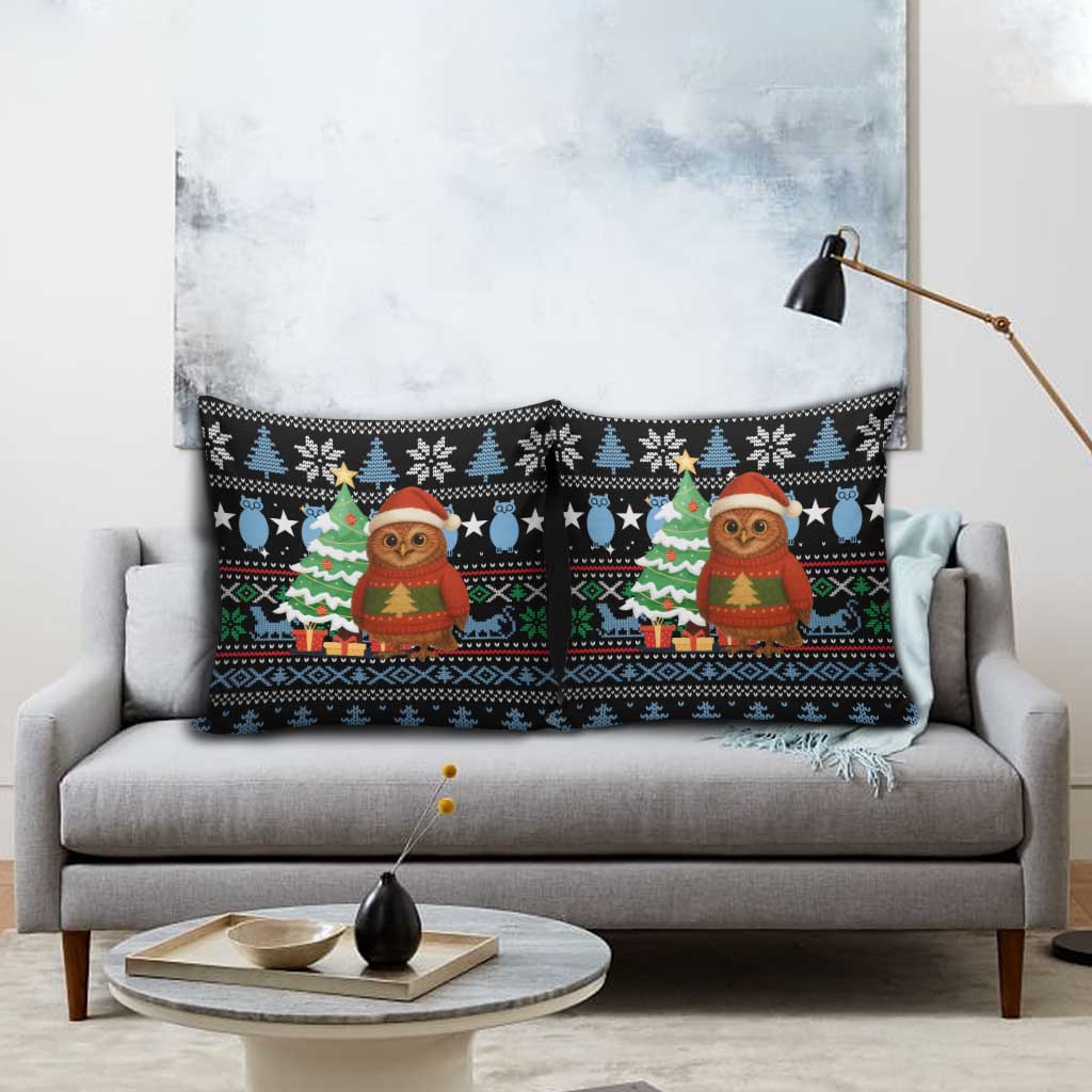Micronesia Christmas Pillow Cover with Santa Owl Christmas Tree Gifts and Snowflake - Wonder Print Shop