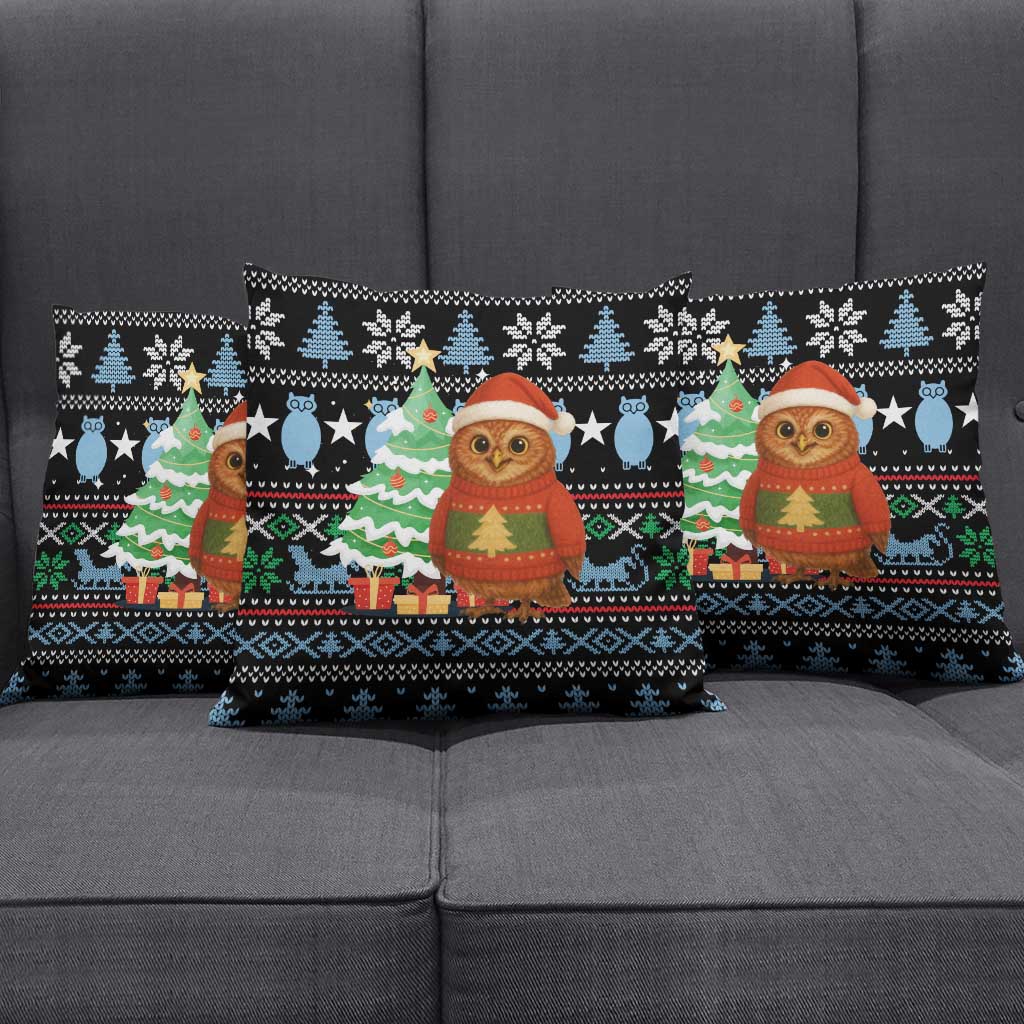 Micronesia Christmas Pillow Cover with Santa Owl Christmas Tree Gifts and Snowflake - Wonder Print Shop