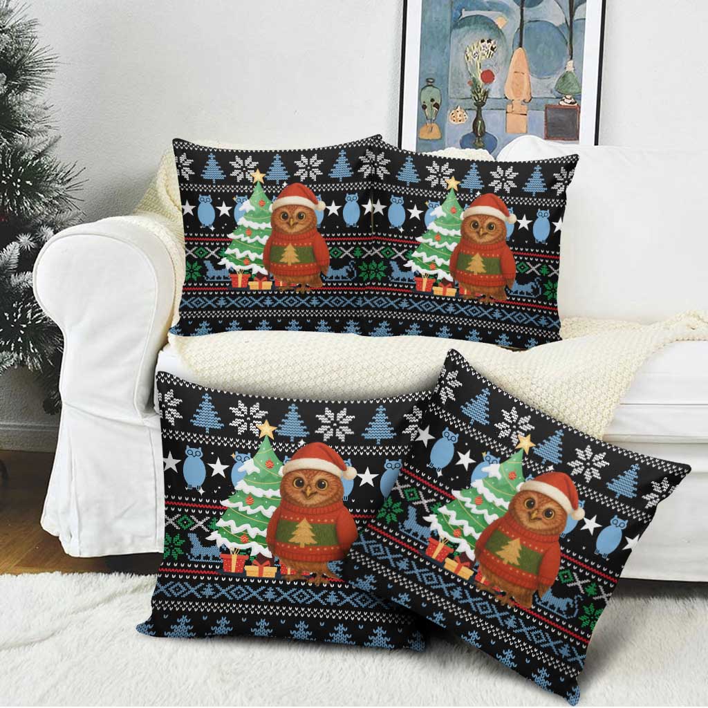 Micronesia Christmas Pillow Cover with Santa Owl Christmas Tree Gifts and Snowflake - Wonder Print Shop