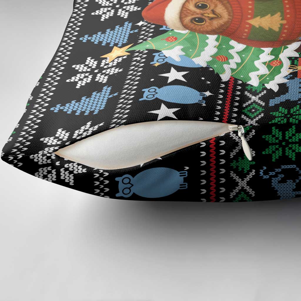 Micronesia Christmas Pillow Cover with Santa Owl Christmas Tree Gifts and Snowflake - Wonder Print Shop