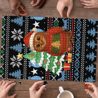Micronesia Christmas Puzzle with Santa Owl Christmas Tree Gifts and Snowflake - Wonder Print Shop
