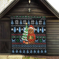 Micronesia Christmas Quilt with Santa Owl Christmas Tree Gifts and Snowflake - Wonder Print Shop