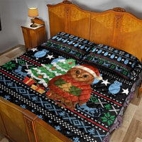 Micronesia Christmas Quilt Bed Set with Santa Owl Christmas Tree Gifts and Snowflake - Wonder Print Shop