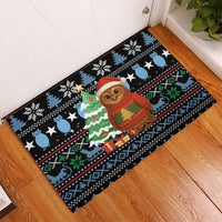 Micronesia Christmas Rubber Doormat with Santa Owl Christmas Tree Gifts and Snowflake - Wonder Print Shop