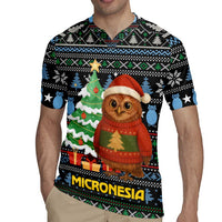 Micronesia Christmas Rugby Jersey with Santa Owl Christmas Tree Gifts and Snowflake - Wonder Print Shop