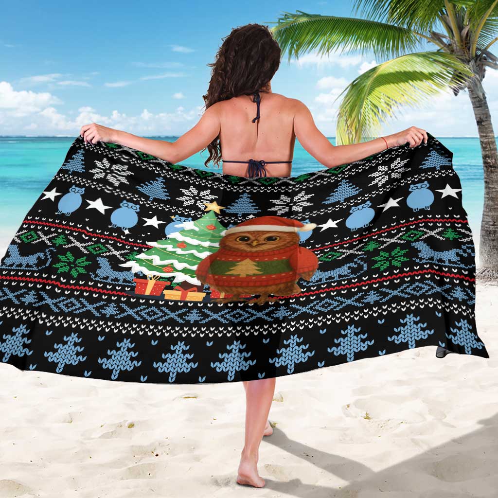 Micronesia Christmas Sarong with Santa Owl Christmas Tree Gifts and Snowflake - Wonder Print Shop