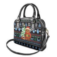 Micronesia Christmas Shoulder Handbag with Santa Owl Christmas Tree Gifts and Snowflake - Wonder Print Shop