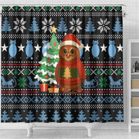 Micronesia Christmas Shower Curtain with Santa Owl Christmas Tree Gifts and Snowflake - Wonder Print Shop
