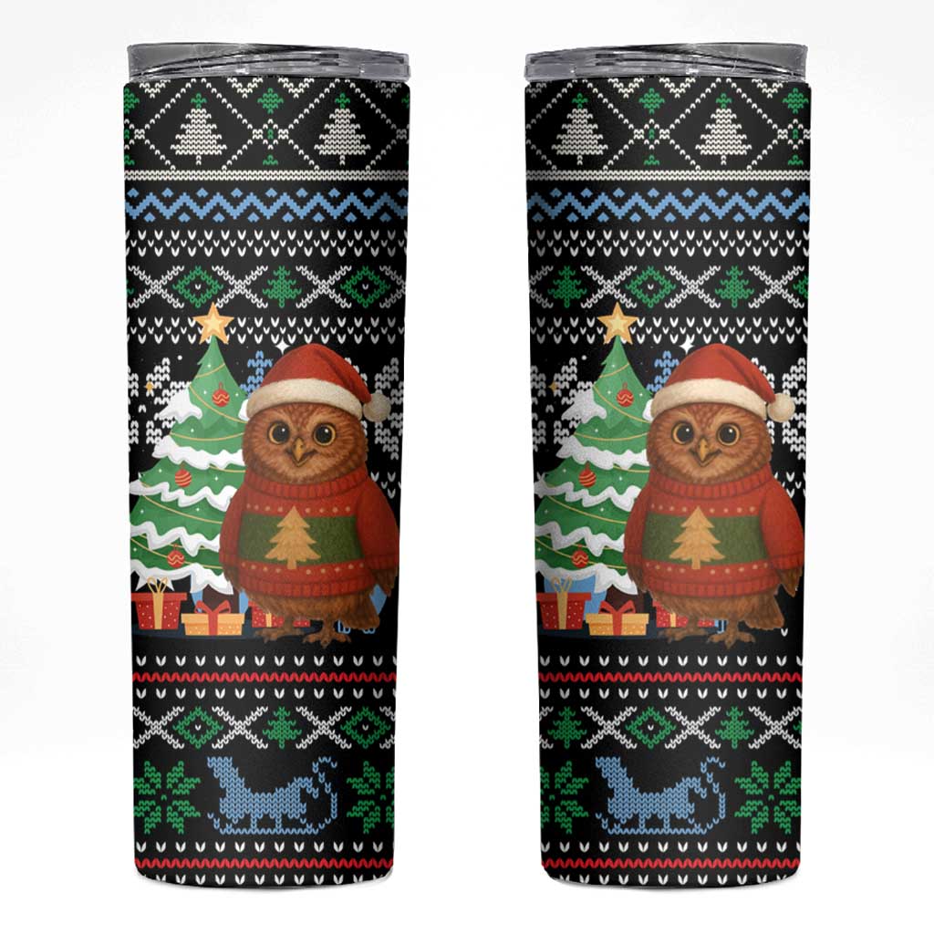 Micronesia Christmas Skinny Tumbler with Santa Owl Christmas Tree Gifts and Snowflake - Wonder Print Shop