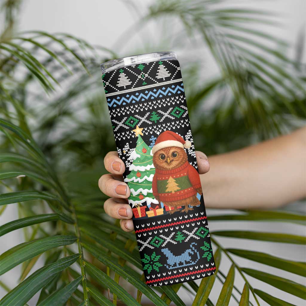 Micronesia Christmas Skinny Tumbler with Santa Owl Christmas Tree Gifts and Snowflake - Wonder Print Shop