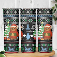 Micronesia Christmas Skinny Tumbler with Santa Owl Christmas Tree Gifts and Snowflake - Wonder Print Shop