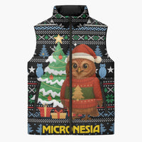 Micronesia Christmas Sleeveless Puffer Jacket with Santa Owl Christmas Tree Gifts and Snowflake - Wonder Print Shop