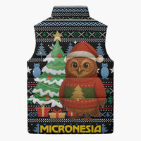 Micronesia Christmas Sleeveless Puffer Jacket with Santa Owl Christmas Tree Gifts and Snowflake - Wonder Print Shop