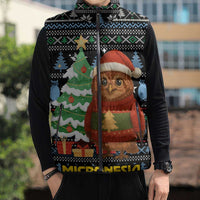 Micronesia Christmas Sleeveless Puffer Jacket with Santa Owl Christmas Tree Gifts and Snowflake - Wonder Print Shop