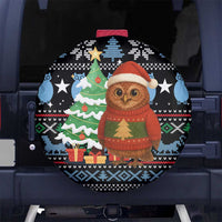 Micronesia Christmas Spare Tire Cover with Santa Owl Christmas Tree Gifts and Snowflake - Wonder Print Shop