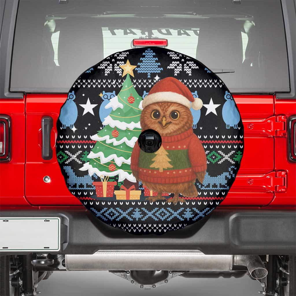 Micronesia Christmas Spare Tire Cover with Santa Owl Christmas Tree Gifts and Snowflake - Wonder Print Shop