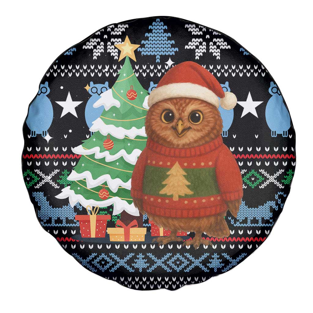 Micronesia Christmas Spare Tire Cover with Santa Owl Christmas Tree Gifts and Snowflake - Wonder Print Shop