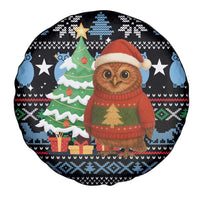 Micronesia Christmas Spare Tire Cover with Santa Owl Christmas Tree Gifts and Snowflake - Wonder Print Shop