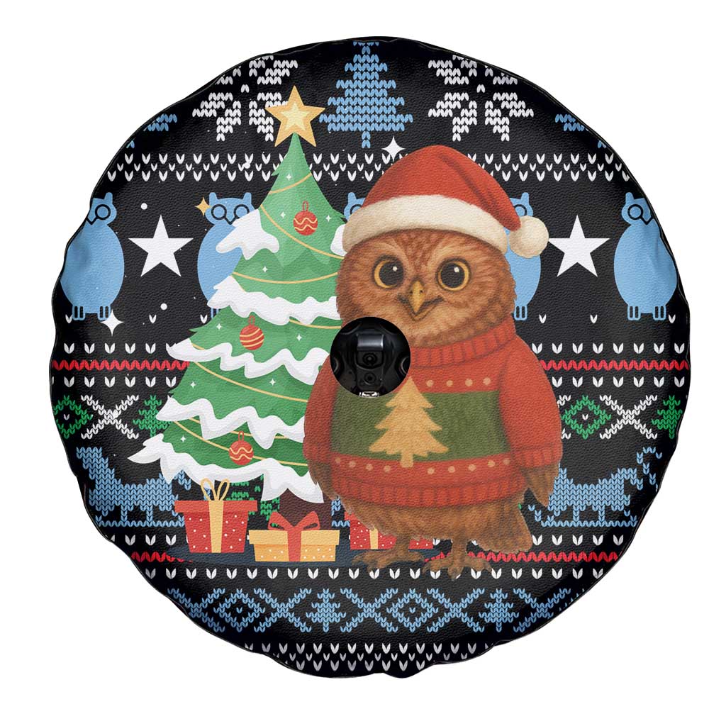 Micronesia Christmas Spare Tire Cover with Santa Owl Christmas Tree Gifts and Snowflake - Wonder Print Shop