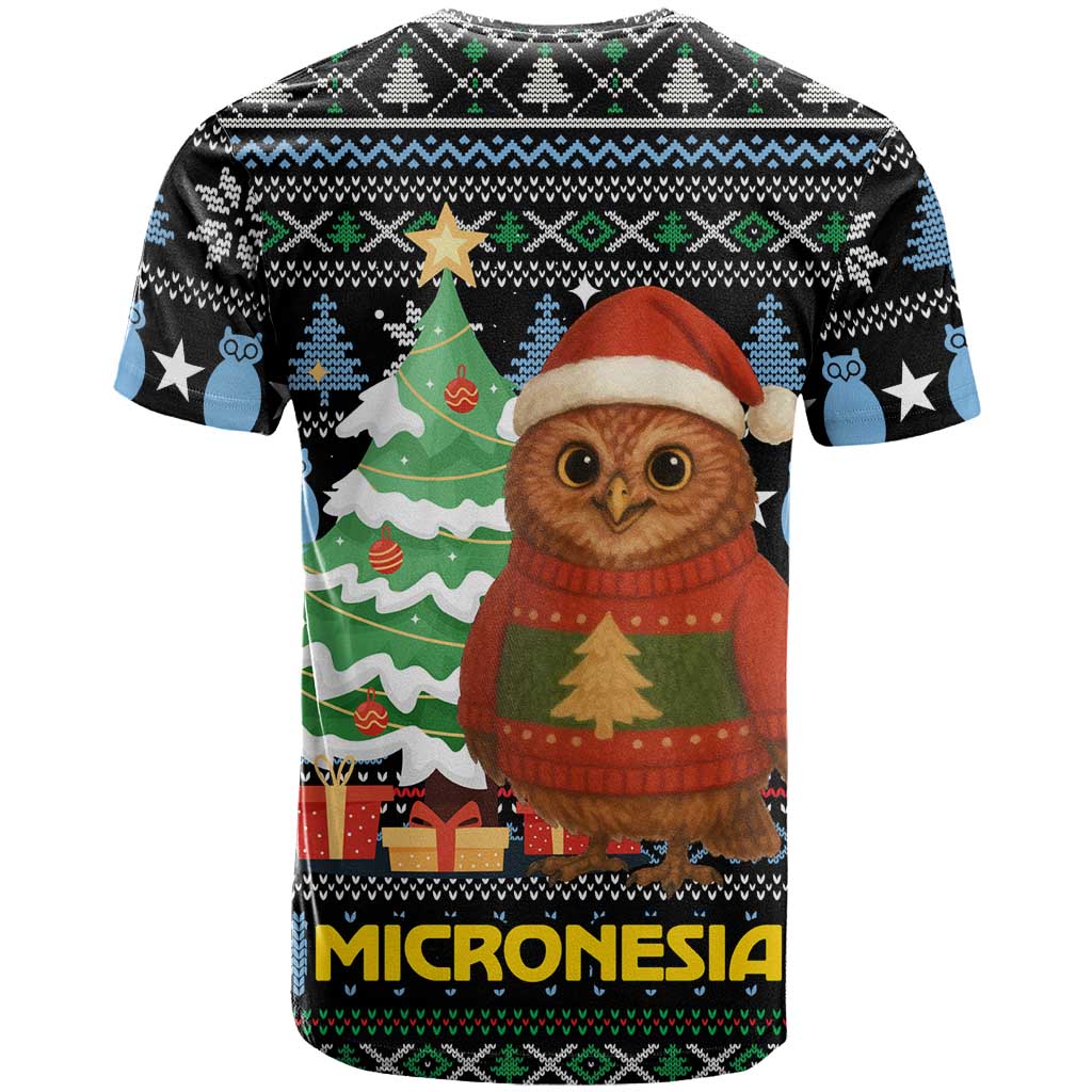 Micronesia Christmas T Shirt with Santa Owl Christmas Tree Gifts and Snowflake - Wonder Print Shop
