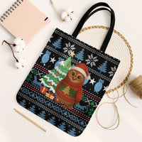 Micronesia Christmas Tote Bag with Santa Owl Christmas Tree Gifts and Snowflake - Wonder Print Shop