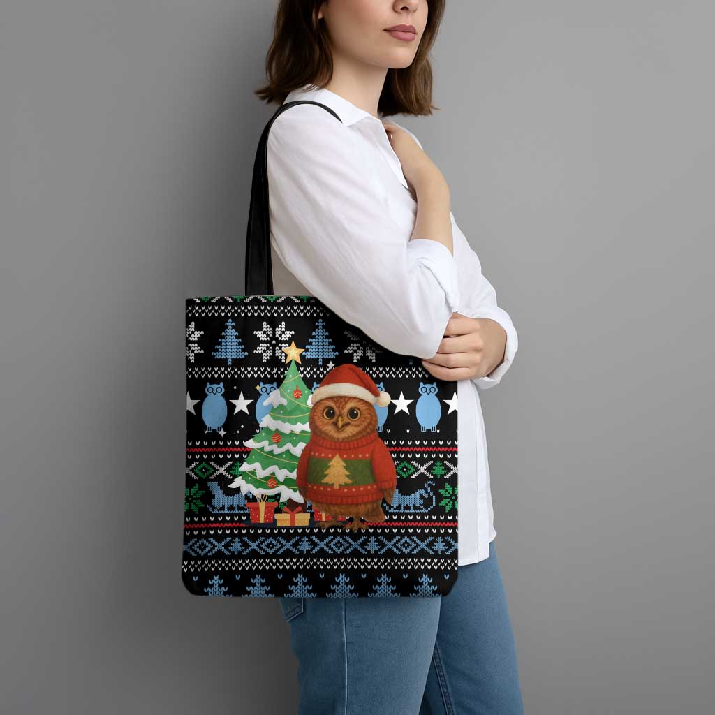 Micronesia Christmas Tote Bag with Santa Owl Christmas Tree Gifts and Snowflake - Wonder Print Shop