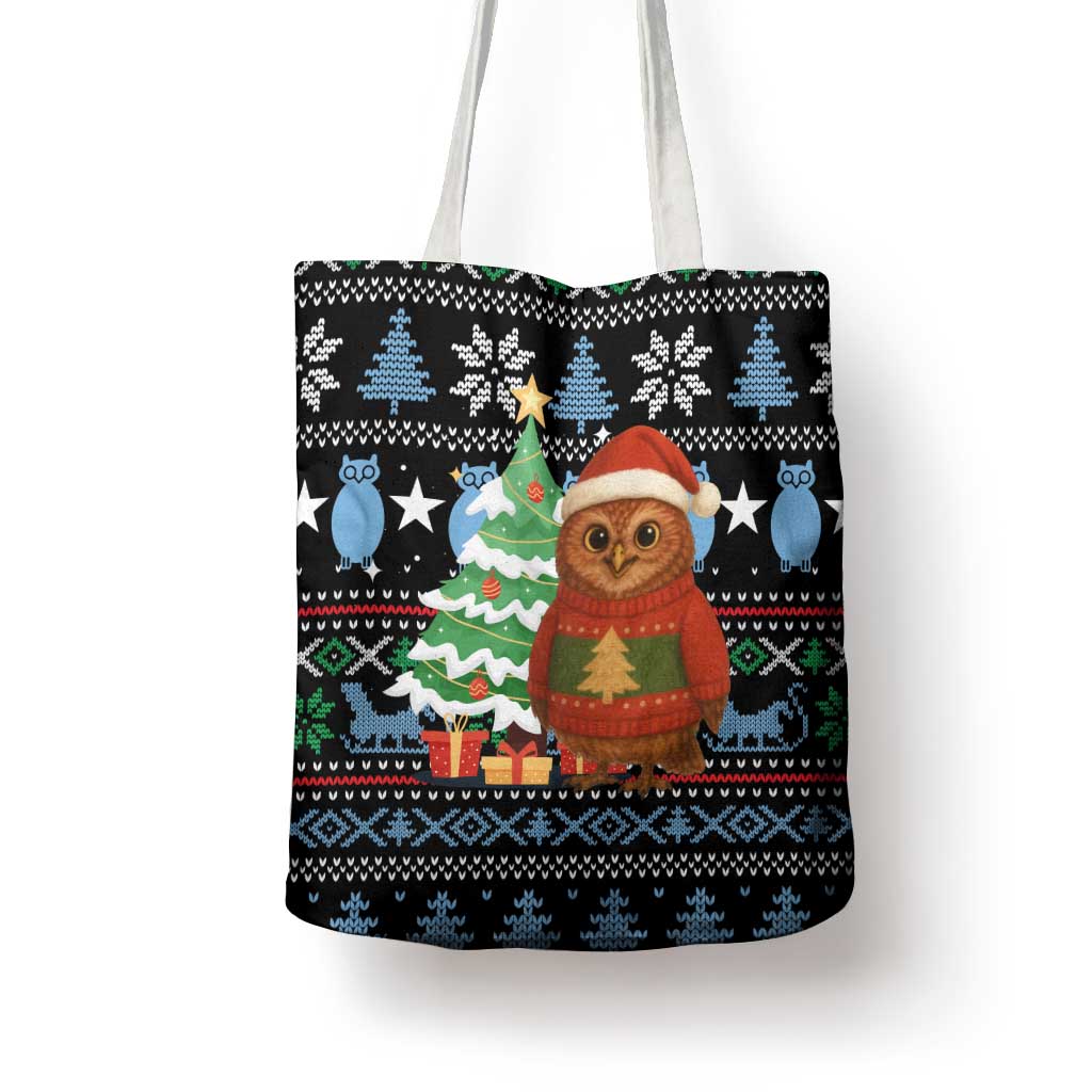 Micronesia Christmas Tote Bag with Santa Owl Christmas Tree Gifts and Snowflake - Wonder Print Shop