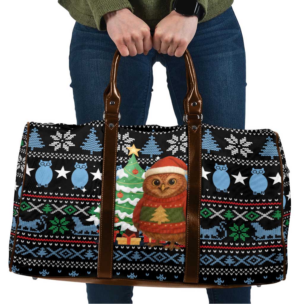 Micronesia Christmas Travel Bag with Santa Owl Christmas Tree Gifts and Snowflake - Wonder Print Shop