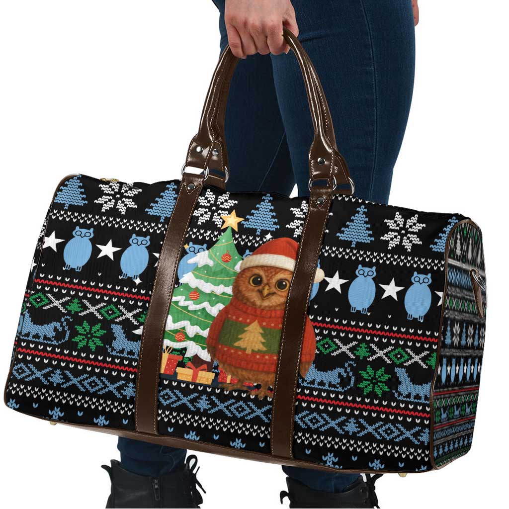 Micronesia Christmas Travel Bag with Santa Owl Christmas Tree Gifts and Snowflake - Wonder Print Shop