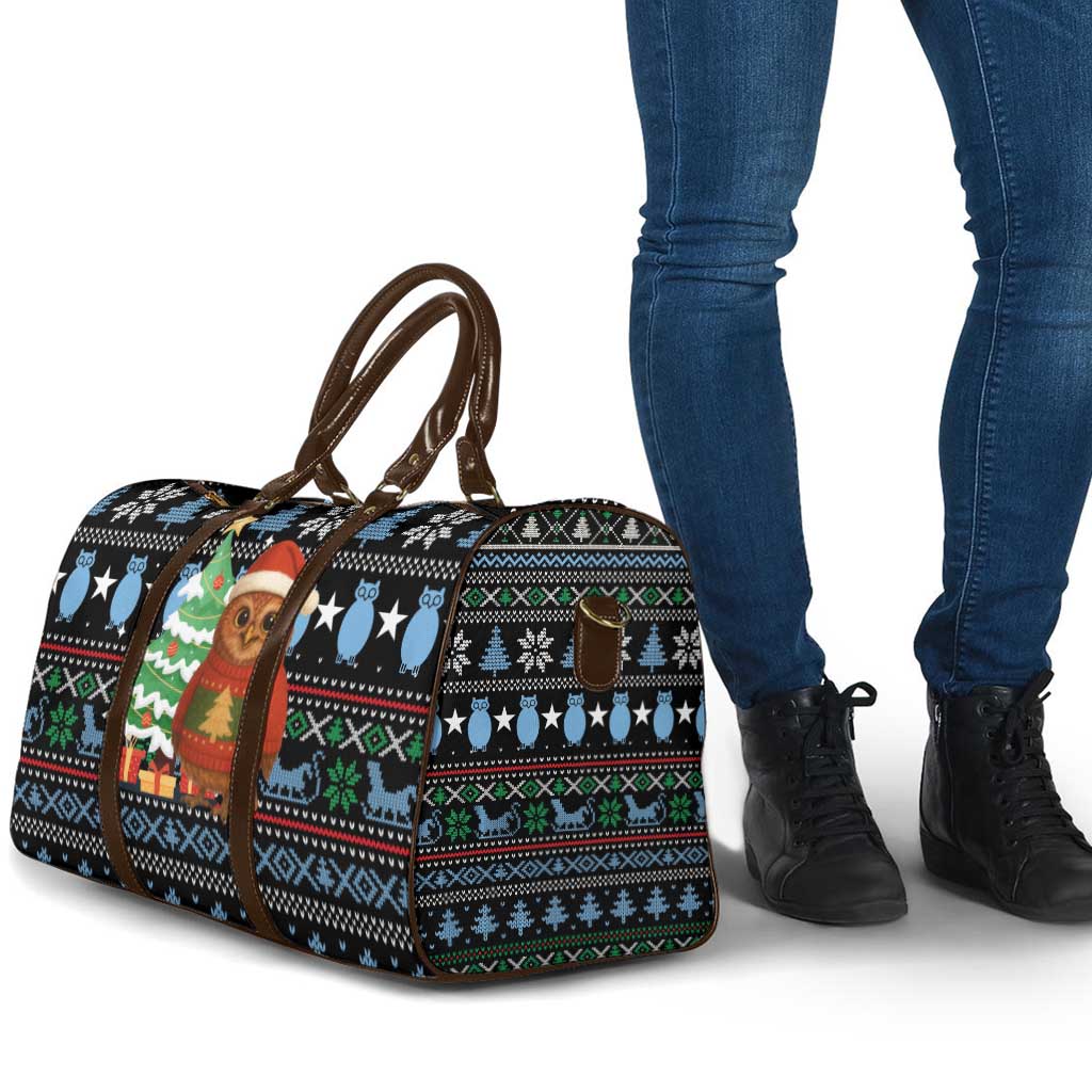 Micronesia Christmas Travel Bag with Santa Owl Christmas Tree Gifts and Snowflake - Wonder Print Shop