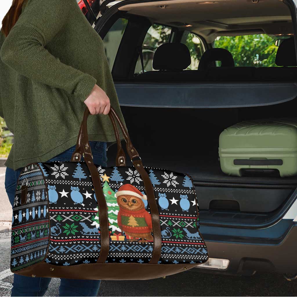 Micronesia Christmas Travel Bag with Santa Owl Christmas Tree Gifts and Snowflake - Wonder Print Shop