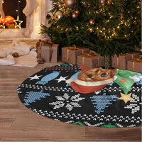 Micronesia Christmas Tree Skirt with Santa Owl Christmas Tree Gifts and Snowflake - Wonder Print Shop