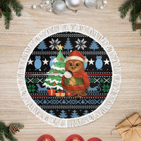 Micronesia Christmas Tree Skirt with Santa Owl Christmas Tree Gifts and Snowflake - Wonder Print Shop
