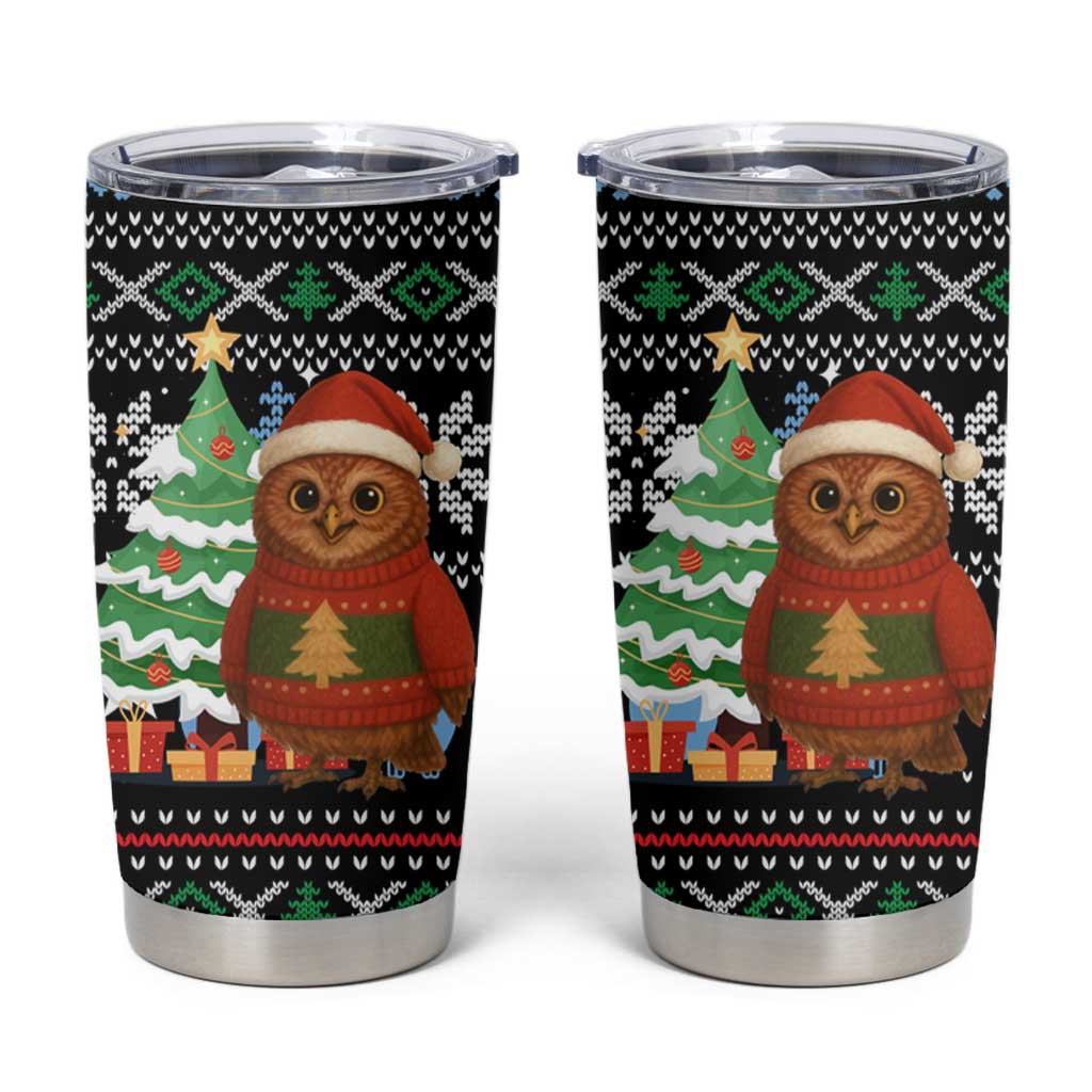 Micronesia Christmas Tumbler Cup with Santa Owl Christmas Tree Gifts and Snowflake - Wonder Print Shop