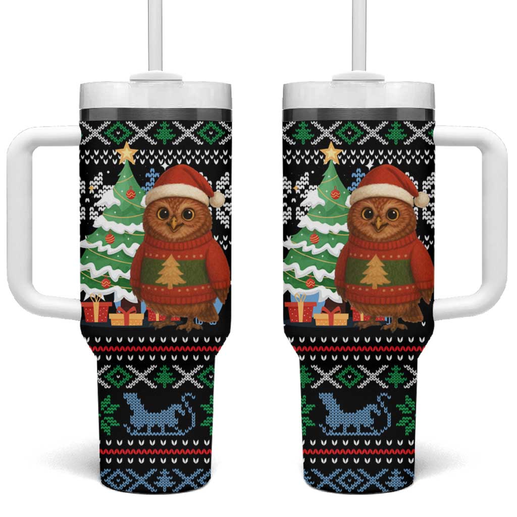 Micronesia Christmas Tumbler With Handle with Santa Owl Christmas Tree Gifts and Snowflake - Wonder Print Shop