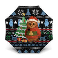 Micronesia Christmas Umbrella with Santa Owl Christmas Tree Gifts and Snowflake - Wonder Print Shop