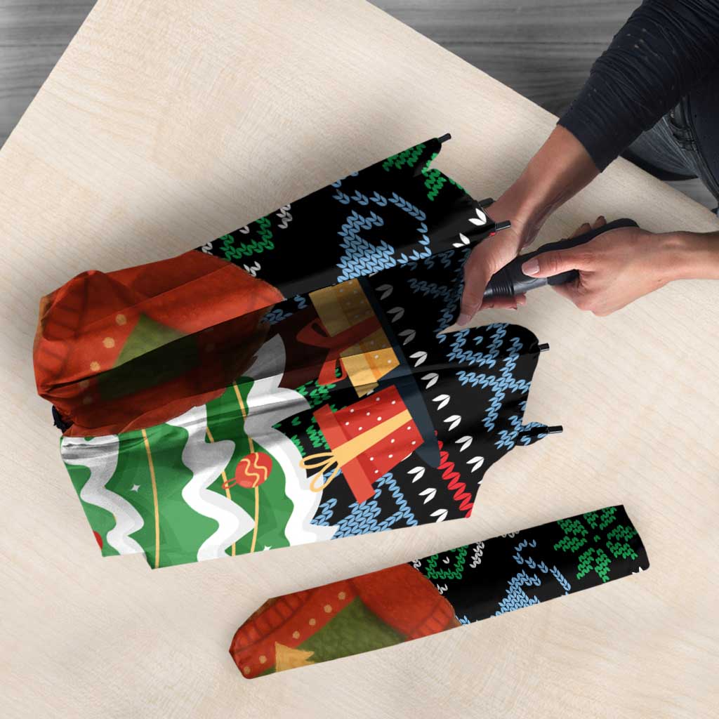 Micronesia Christmas Umbrella with Santa Owl Christmas Tree Gifts and Snowflake - Wonder Print Shop