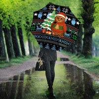 Micronesia Christmas Umbrella with Santa Owl Christmas Tree Gifts and Snowflake - Wonder Print Shop