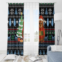 Micronesia Christmas Window Curtain with Santa Owl Christmas Tree Gifts and Snowflake - Wonder Print Shop