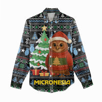 Micronesia Christmas Women Casual Shirt with Santa Owl Christmas Tree Gifts and Snowflake - Wonder Print Shop